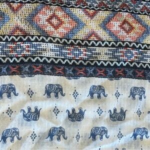 Versona Scarf with Elephants and Tassels NWT